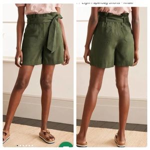 Boden Elgin Paperbag Waist Shorts Green Size 10